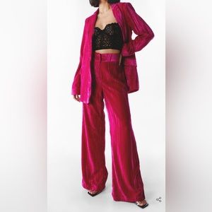 Nasty Gal Women's Crushed Velvet High Waisted Wide Leg Pants Size 4